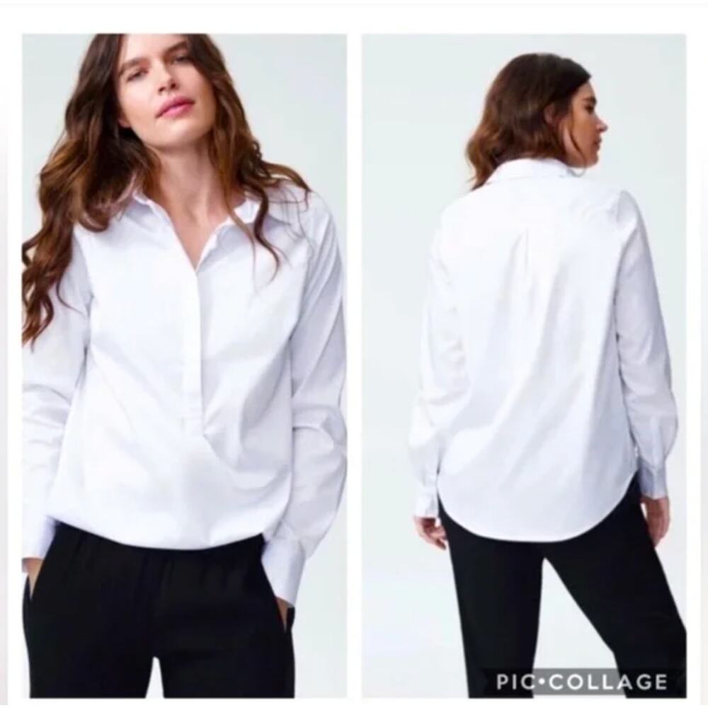 Universal Standard Elbe Popover Shirt 4XS 00 0 2XS NWT White Academia Prep